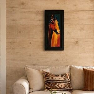 Diane Whitehead Big Sky Carvers Horse Portrait Black‎ Shadow Box Frame Wall Art
